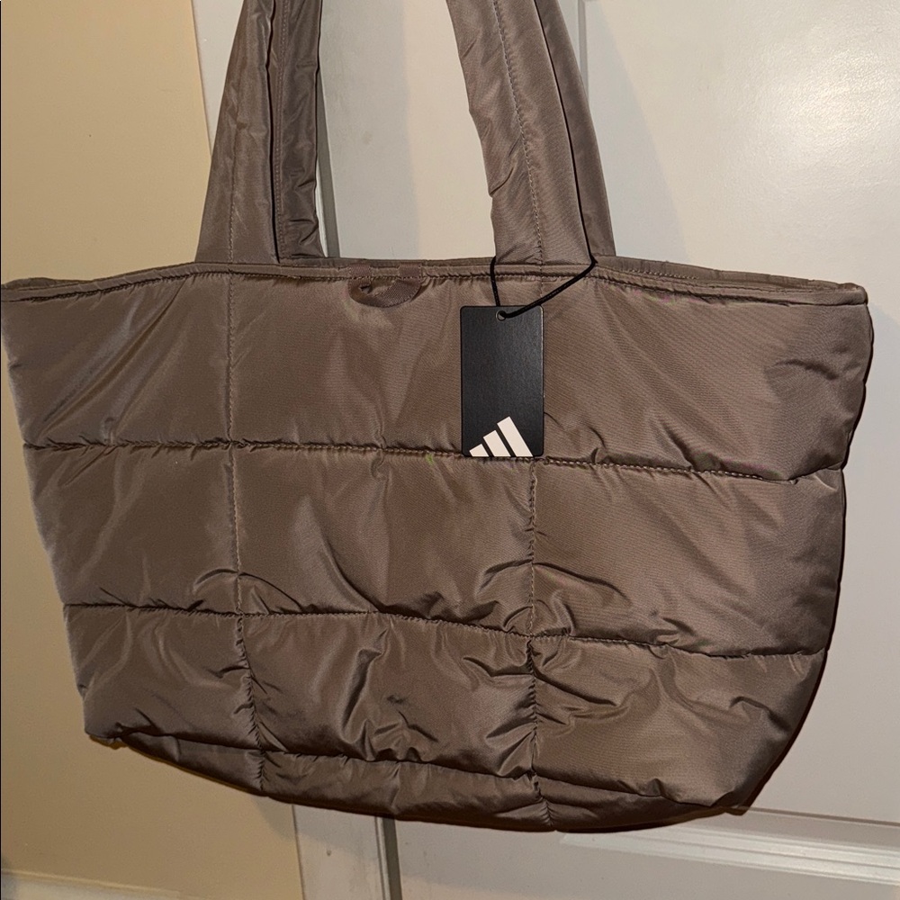 NEW Adidas women’s brown Quilted All Me 3 Tote Bag handle & zippers overnight - Picture 6 of 7
